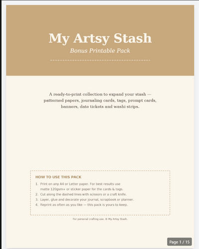 My artsy stash printable pack ·